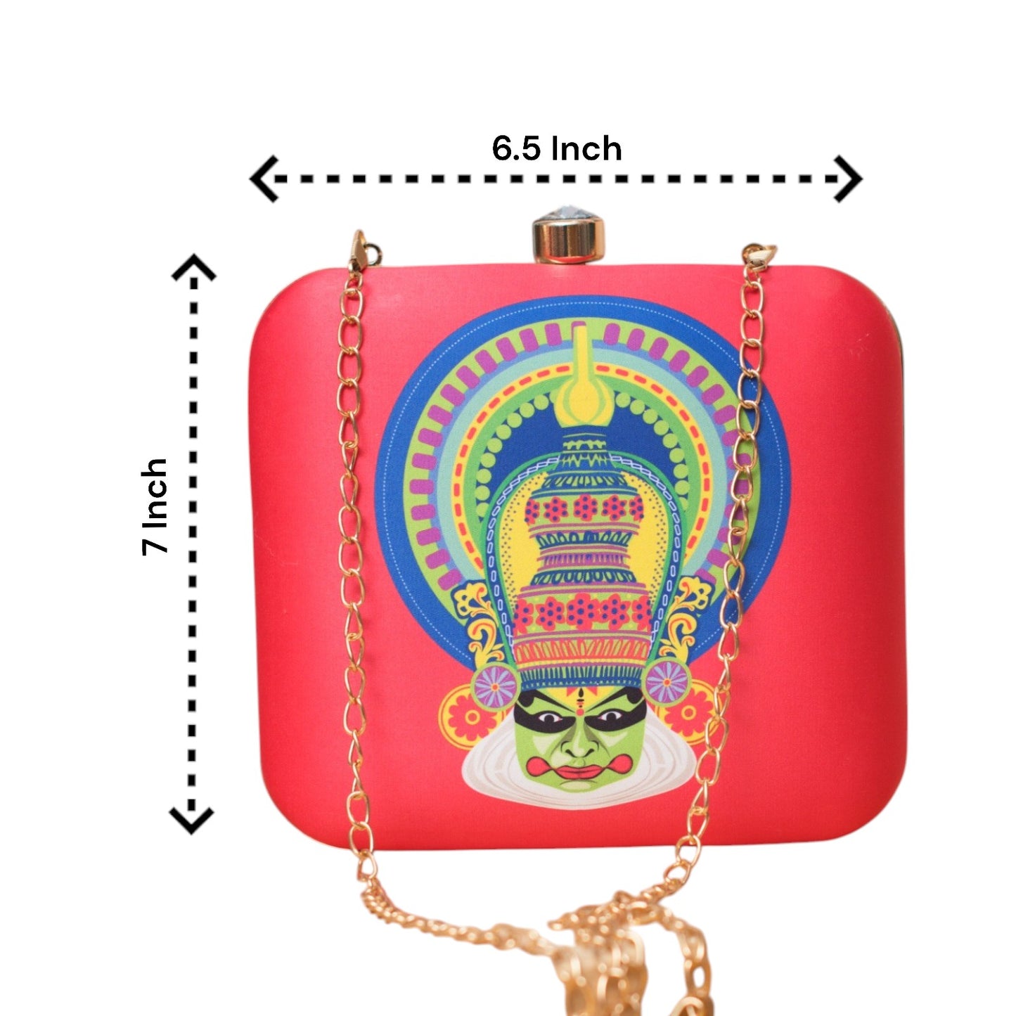 Box Clutch with Pacha Vesham Portrait - Dimensions