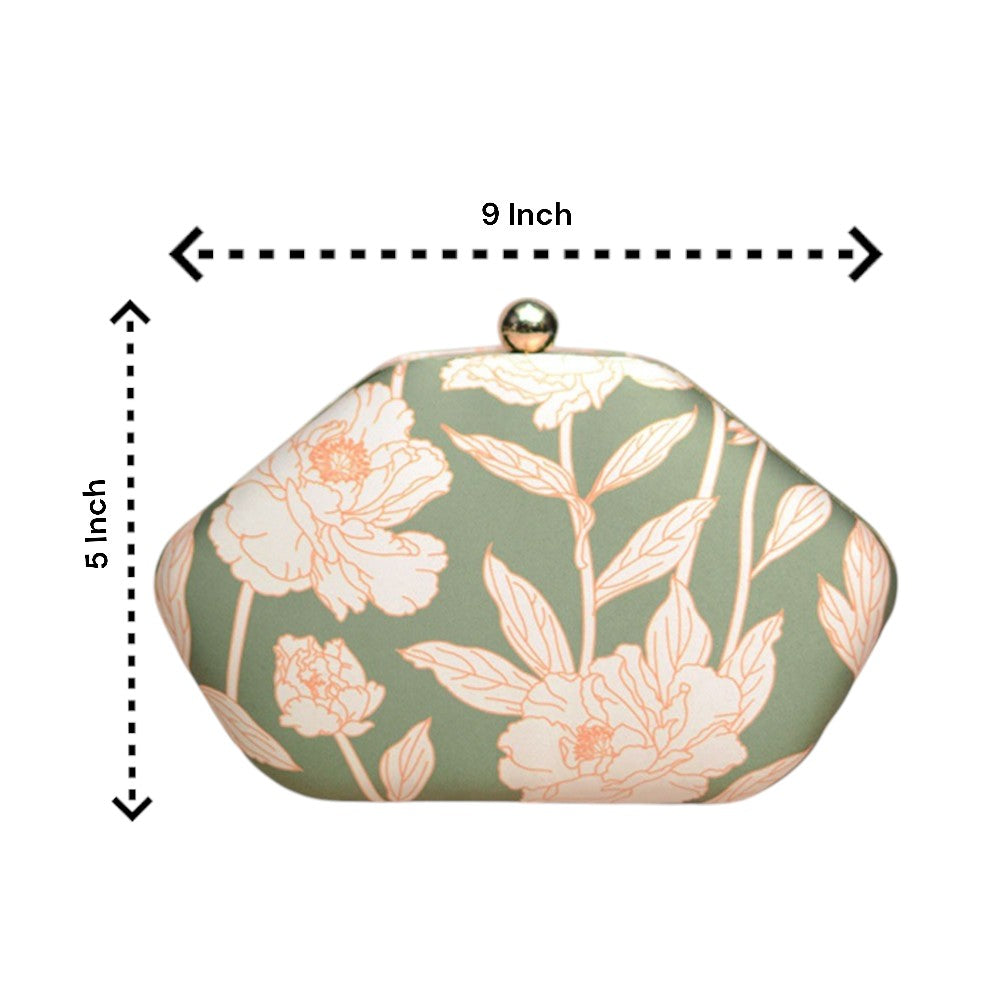 Exclusive Clutch with Unique Shape & Leaf Print