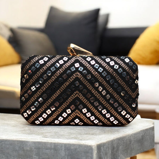 Exclusive Black Clutch with Sequence Work
