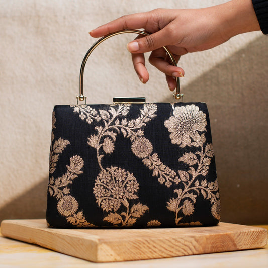 Exclusive Black with Golden Brocade Clutch