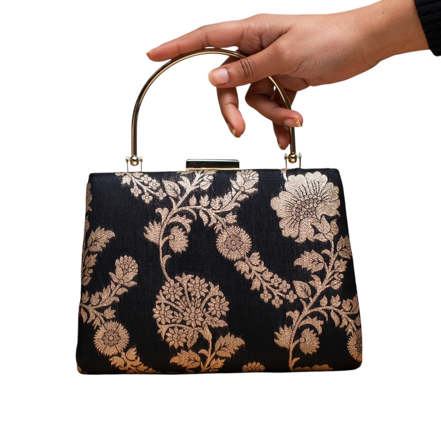 Exclusive Black with Golden Brocade Clutch