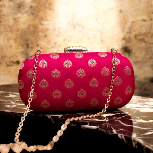 Exclusive Hot Pink Zari Clutch