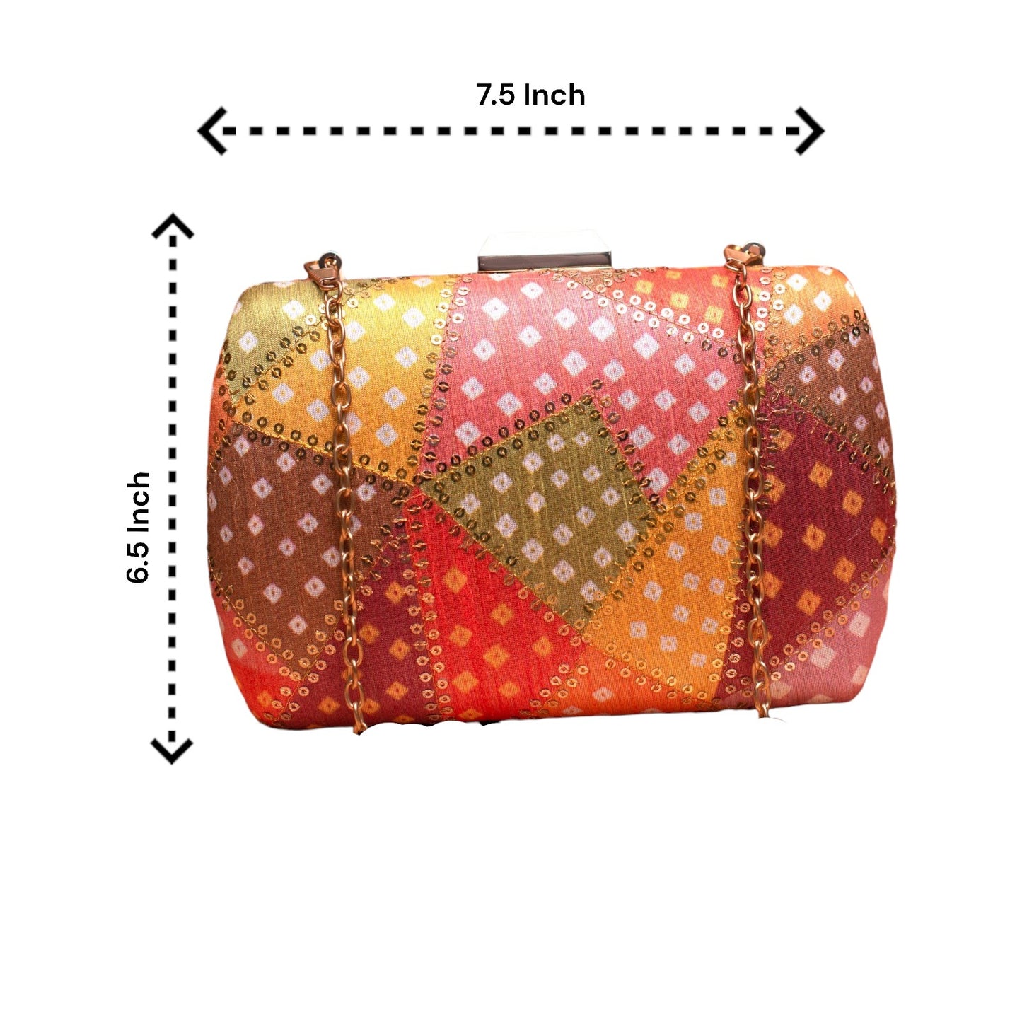 Exclusive Multicolor Bandhani Patch Work Clutch