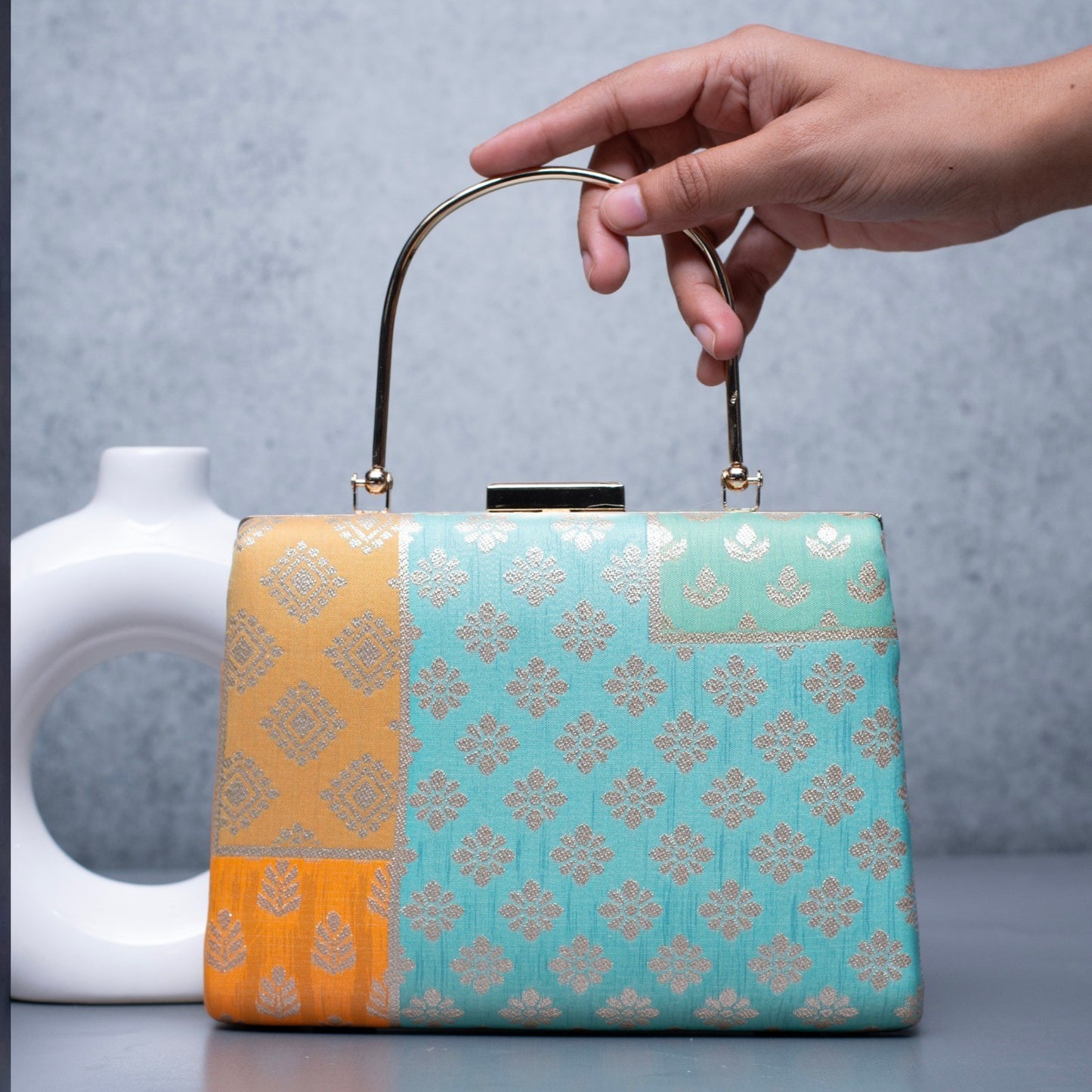 Exclusive Multicolor Brocade Clutch