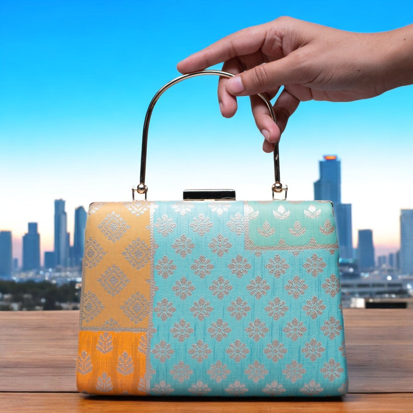Exclusive Multicolor Brocade Clutch
