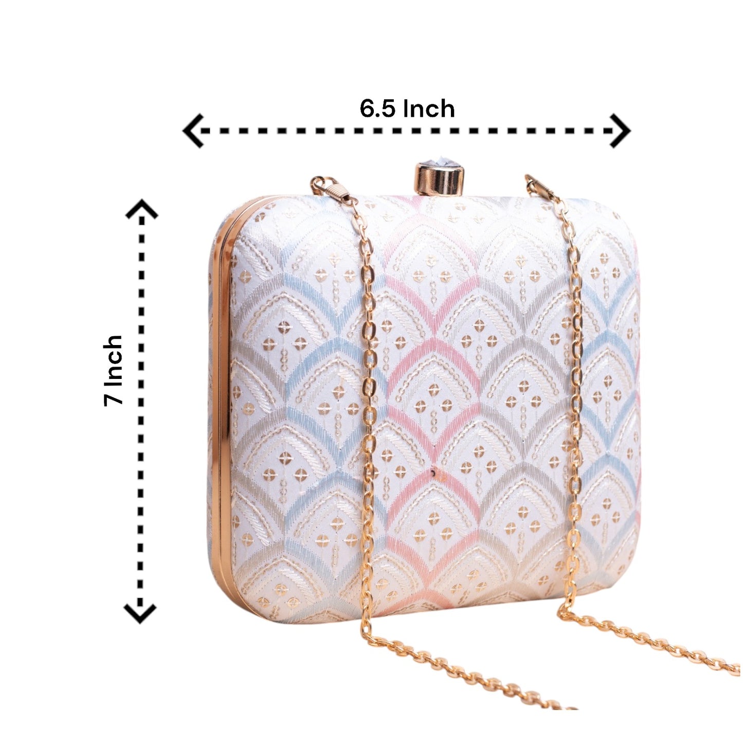Exclusive White Chikankari Box Clutch