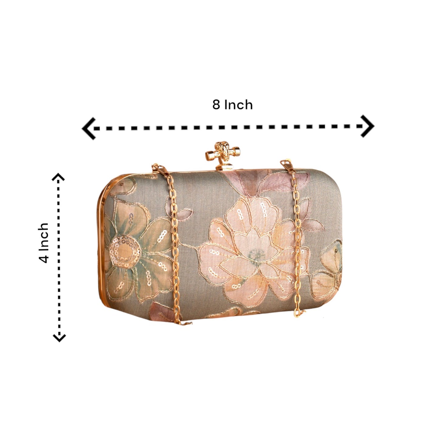 Indian Ethnic Designer Clutch with Ethnic Embroidery of Flower Design