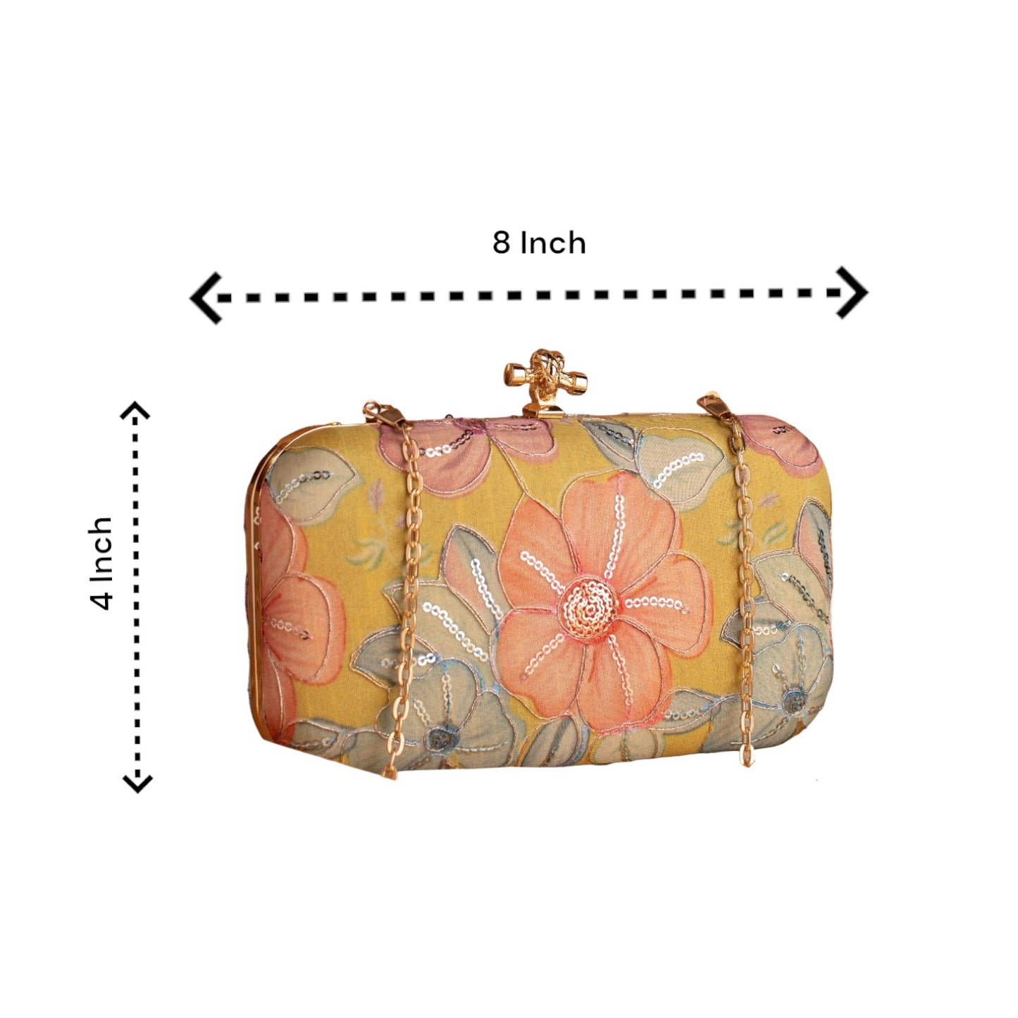 Indian Ethnic Designer Clutch with Ethnic Embroidery of Flower Design