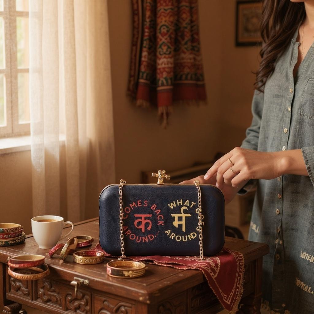 Indian Ethnic Designer "Karma" Printed Leatherette Clutch