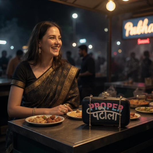 "Proper Patola" Printed Leatherette Clutch