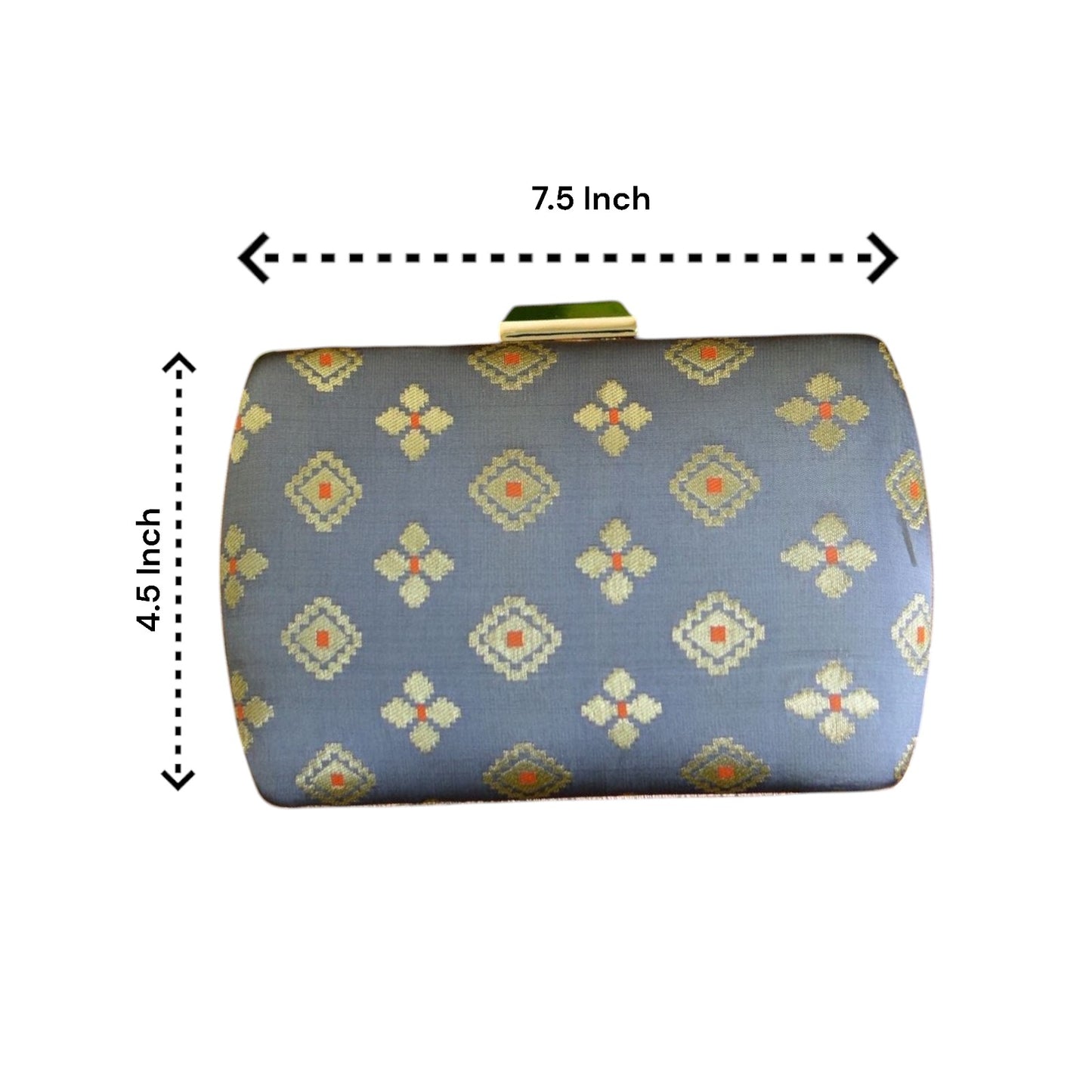 Exclusive Gray Clutch with Golden Zari Butti Design