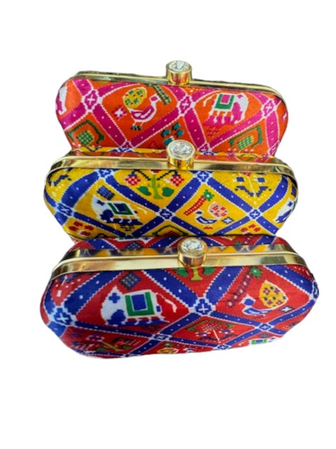 Bandhani Printed Clutches, Set of 3
