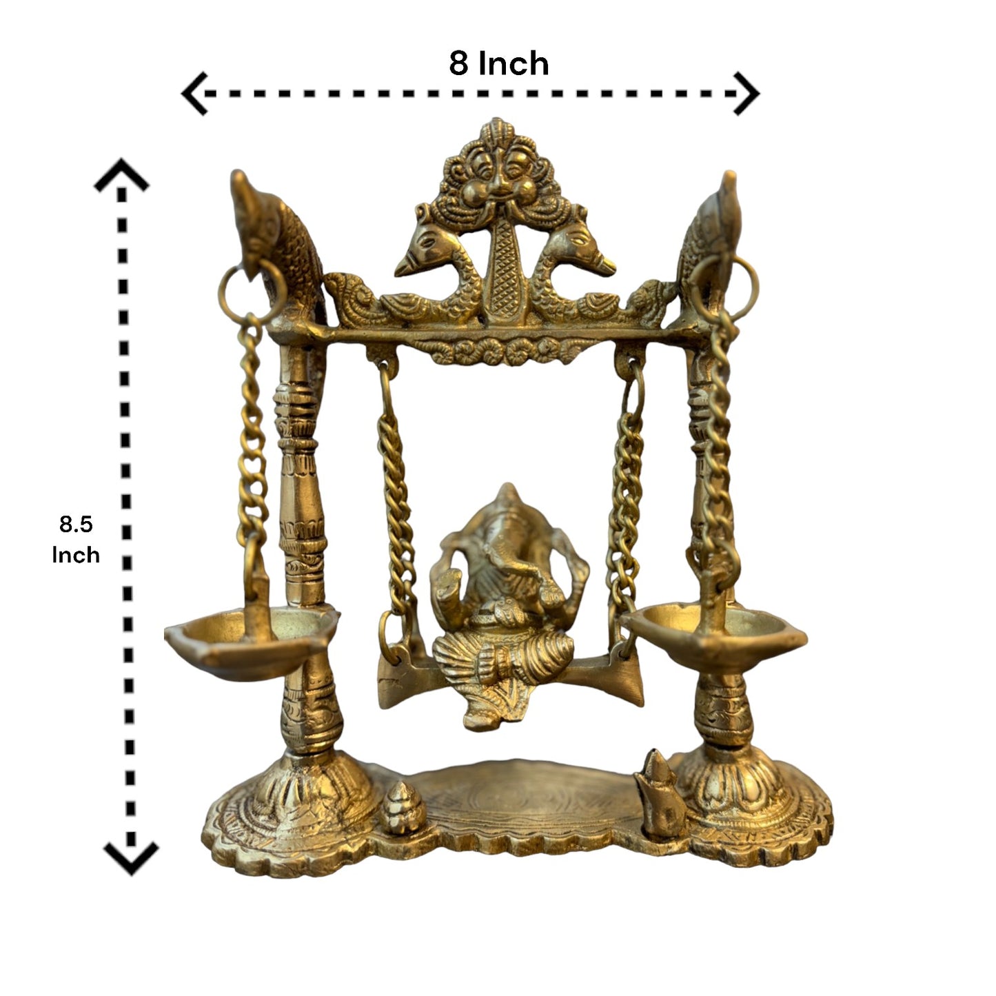 Ganesha Idol with Diyas - Dimensions