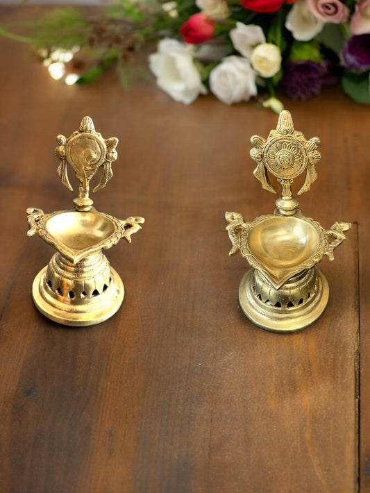 Shankh & Chakra Diya with Peacock