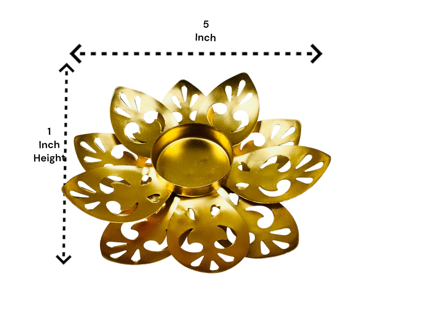 Metal Lotus Flower Diya Set - Dimensions