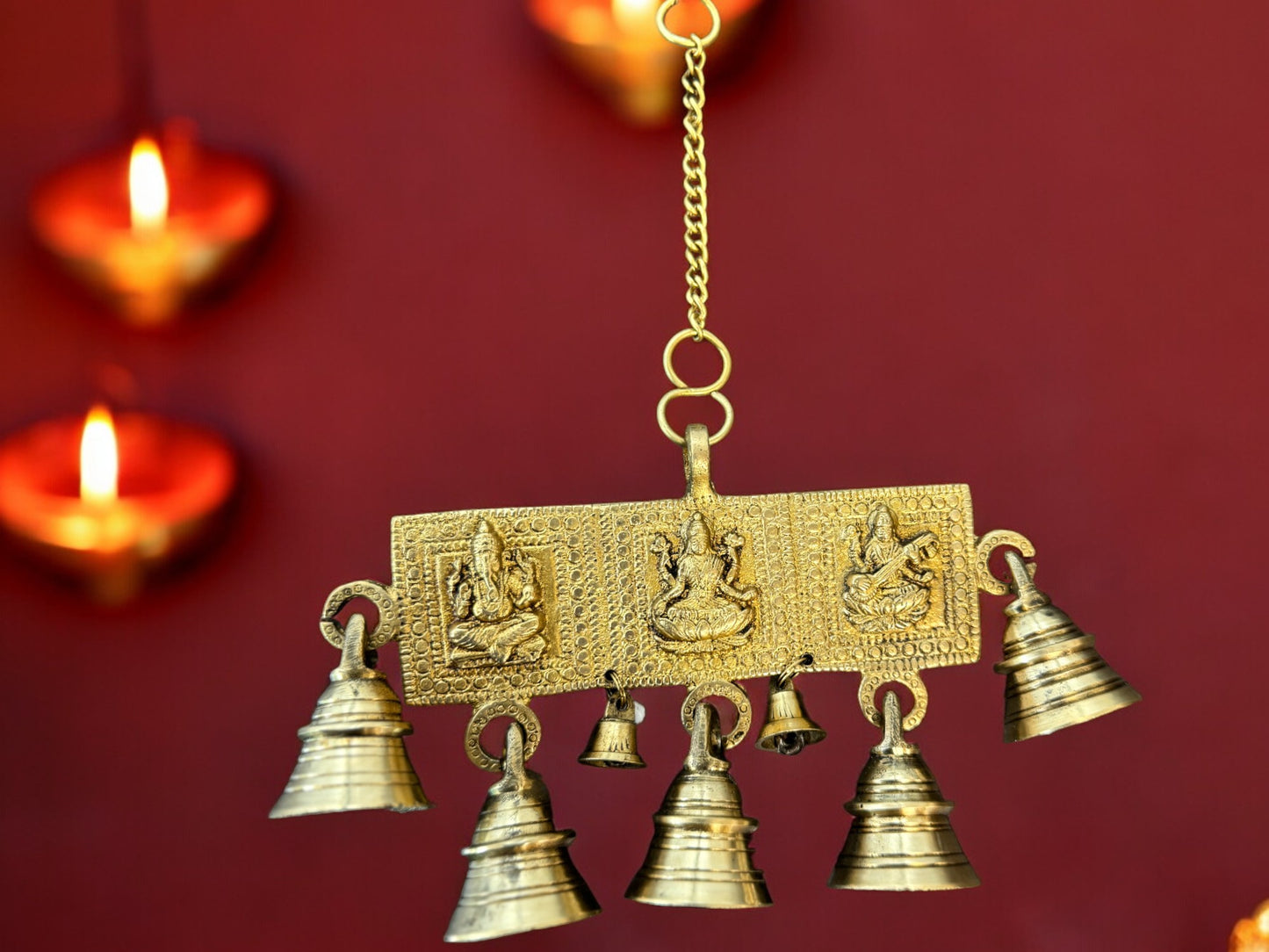 Ganesha, Laxmi & Saraswati Hanging Bells