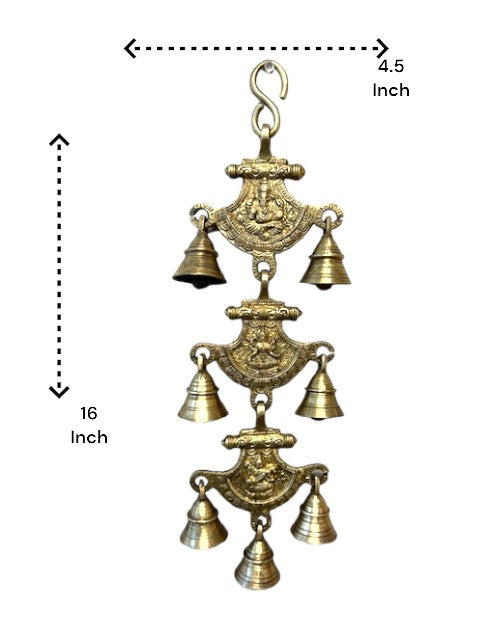 Ganesha, Laxmi & Saraswati Hanging Bell
