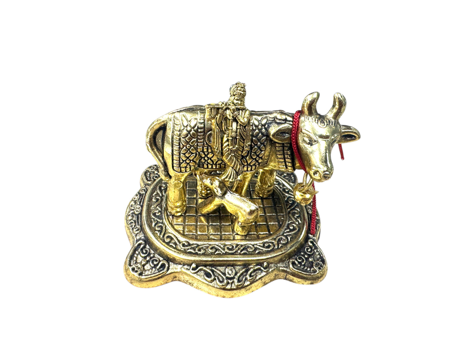 Kamdhenu - Golden Cow Calf Set for Mandir, Car Dashboard & for Gifting
