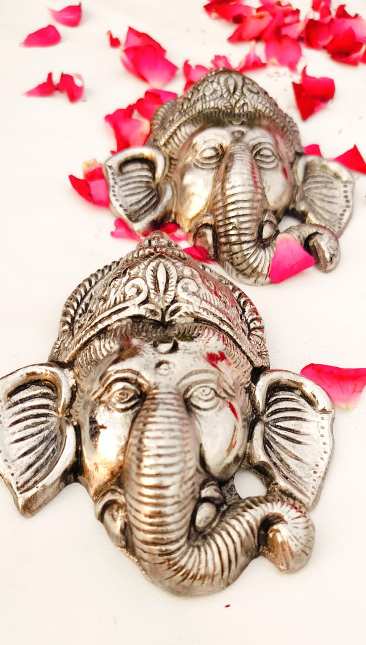 Set of 5 German Silver Wall Hanging Vinayak/ Ganesh ji - Affordable Ganesh Chaturthi Favors