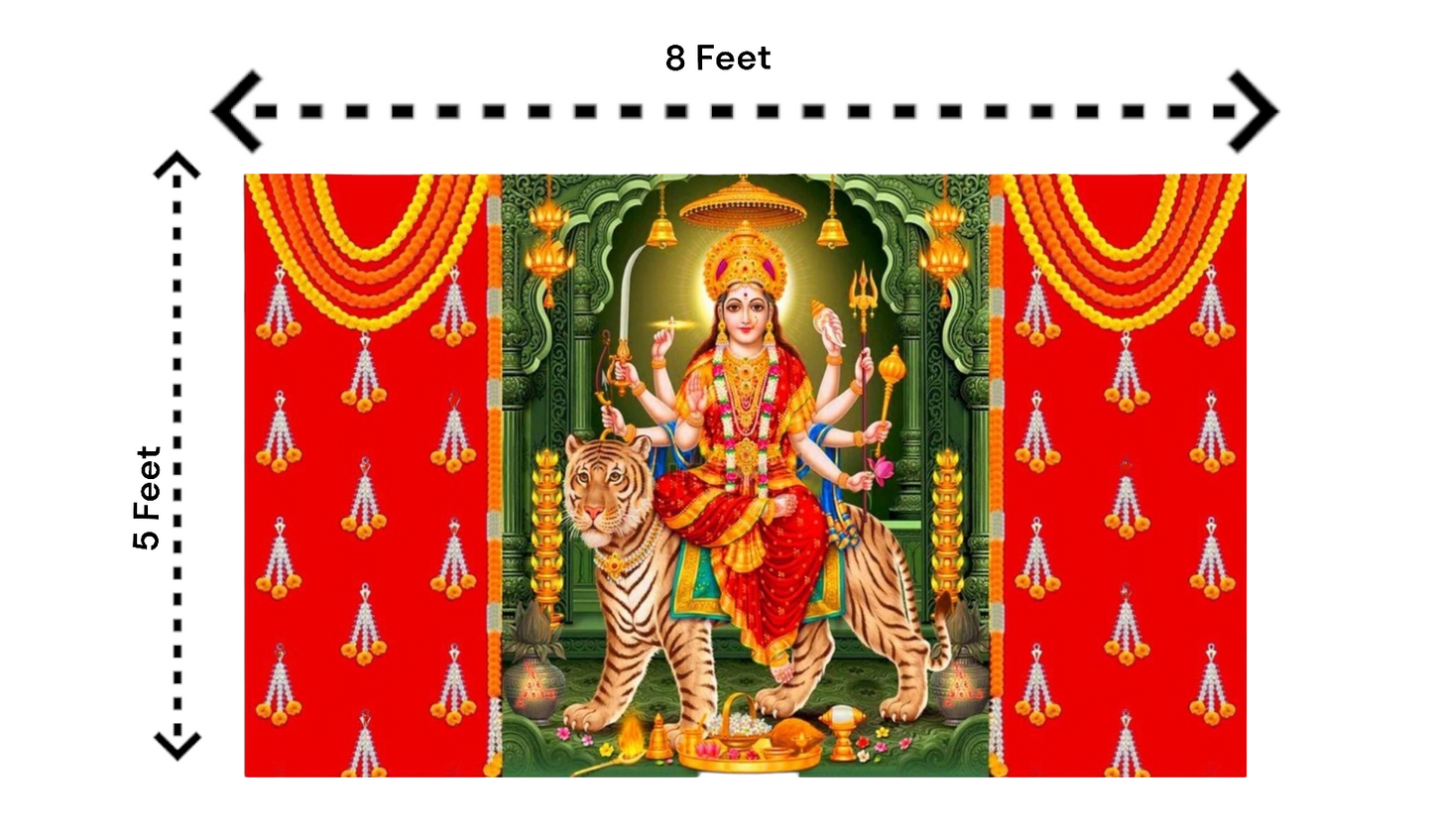 5x8 Feet Durga Fabric Reusable Backdrop Banner for Durga Pooja/Navratri (AS1486)