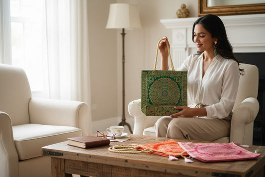 Banarasi Silk Bags with Zipper & Handle (Assorted)