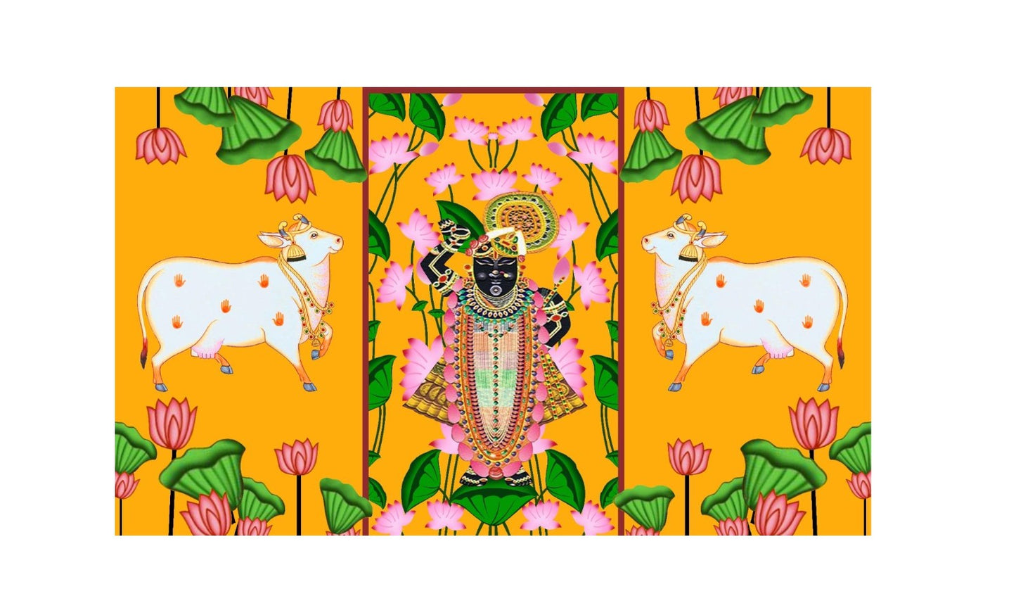 5x8 Feet Fabric Reusable Lord Krisha's Backdrop Banner for Janmashtami, Baby Shower or any Auspicious Occasions or pooja (1005)