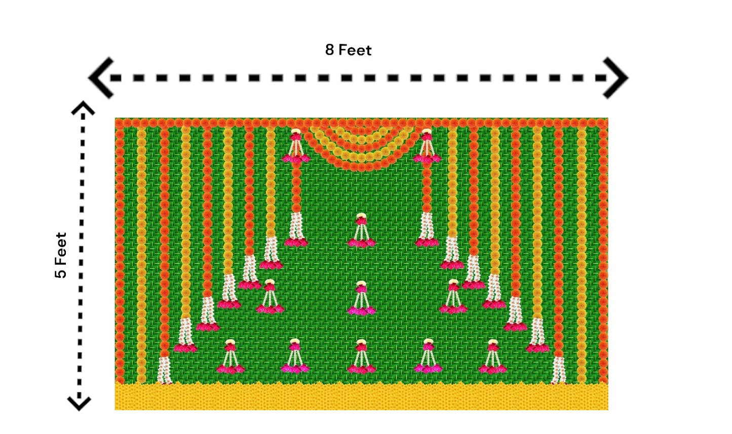 Traditional Indian Backdrop for Diwali, Wedding, Housewarming - 5 x 8 Feet Fabric Backdrop (1006)