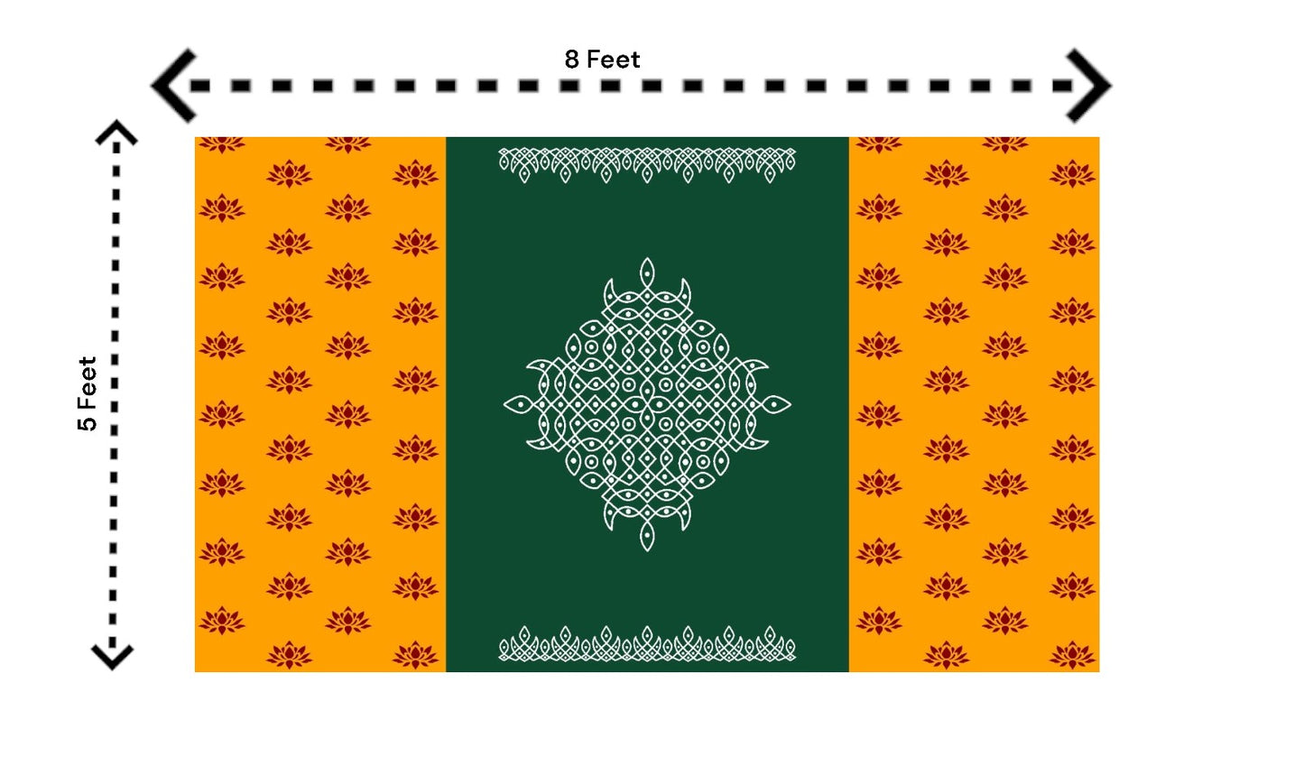 5x8 Feet Fabric Reusable Muggu or Kolam Backdrop Banner for Wedding, Seemantham Ceremony, Muggu Housewarming, any Auspicious occasions or pooja (1007)