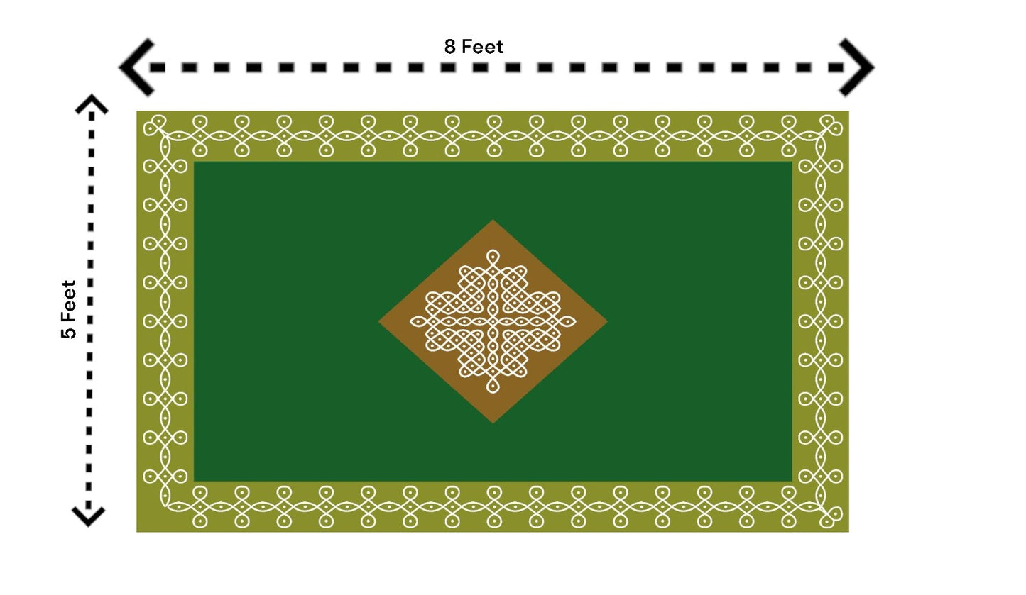 5x8 Feet Fabric Reusable Muggu or Kolam Backdrop Banner for Wedding, Seemantham Ceremony,Housewarming, any Auspicious occasions or pooja (1016)