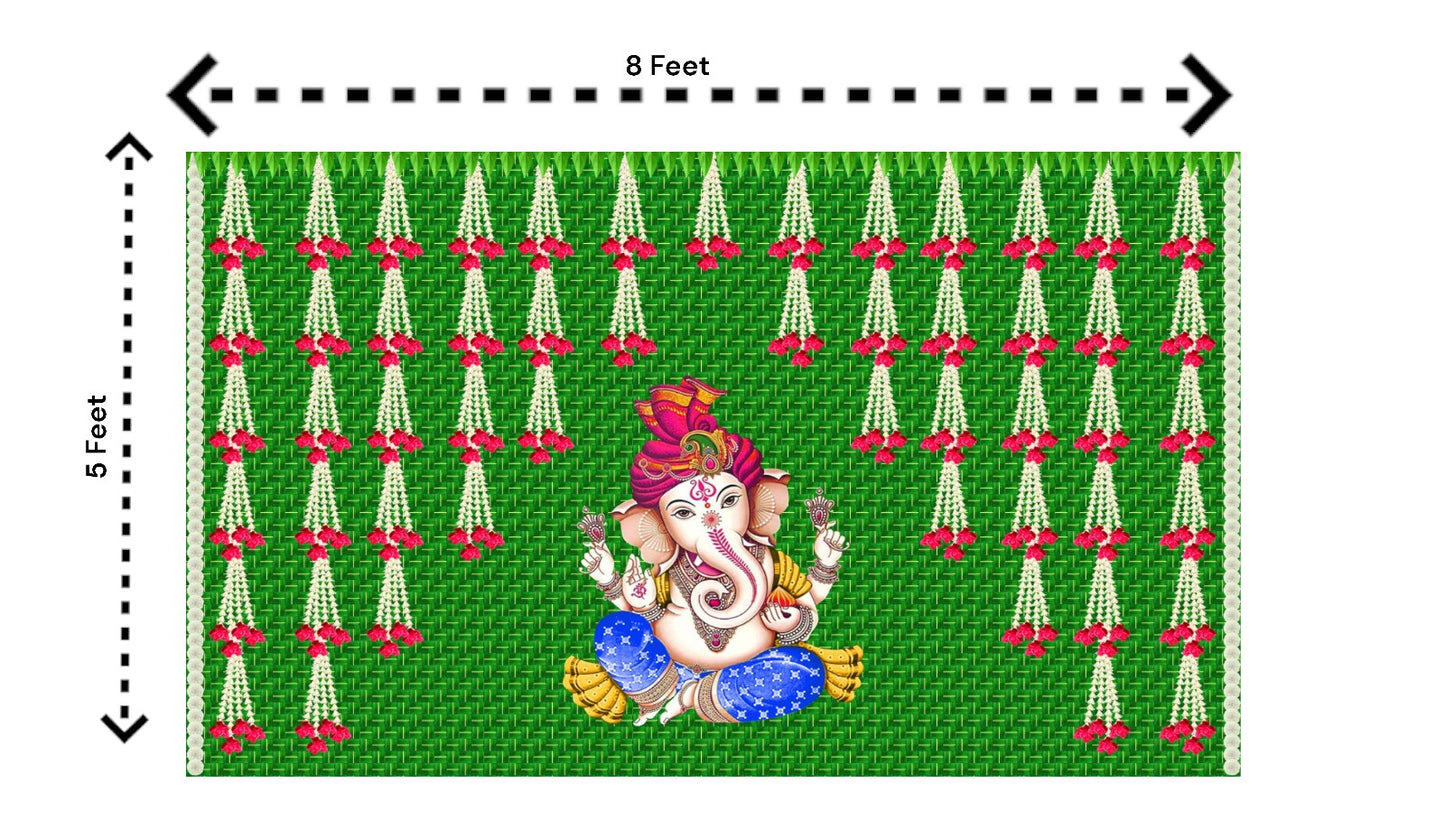 5x8 Feet Fabric Reusable Lord Ganesha Backdrop Banner for Wedding, Housewarming, Any ausipious occaions or pooja (1022)