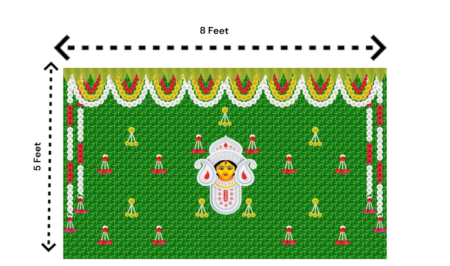 5x8 Feet Durga Fabric Reusable Backdrop Banner for Durga Pooja/Navratri (1036)