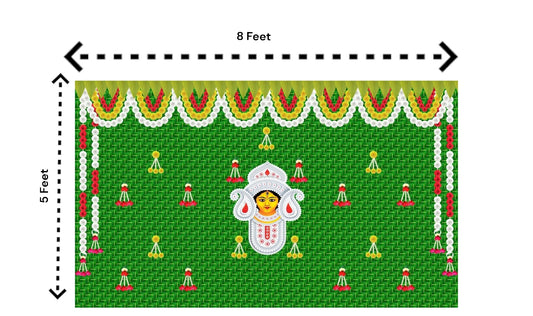 5x8 Feet Durga Fabric Reusable Backdrop Banner for Durga Pooja/Navratri (1036)