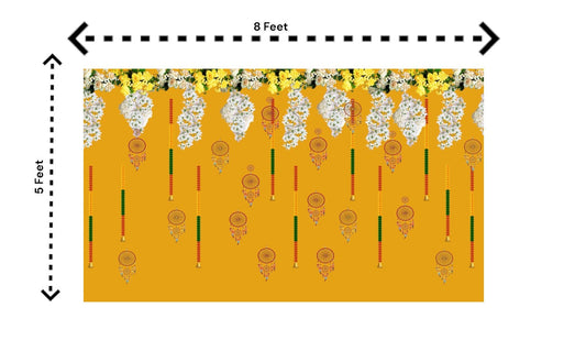 5x8 Feet Fabric Reusable Backdrop Banner for Wedding, Seemantham Ceremony, Housewarming, any Auspicious Occasions or pooja (1080)