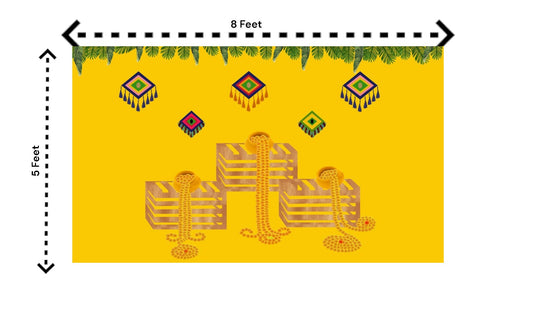 5x8 Feet Fabric Reusable Backdrop Banner for Wedding, Housewarming, any Auspicious Occasions or pooja (1082)