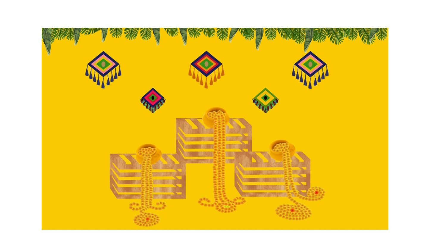 5x8 Feet Fabric Reusable Backdrop Banner for Wedding, Housewarming, any Auspicious Occasions or pooja (1082)