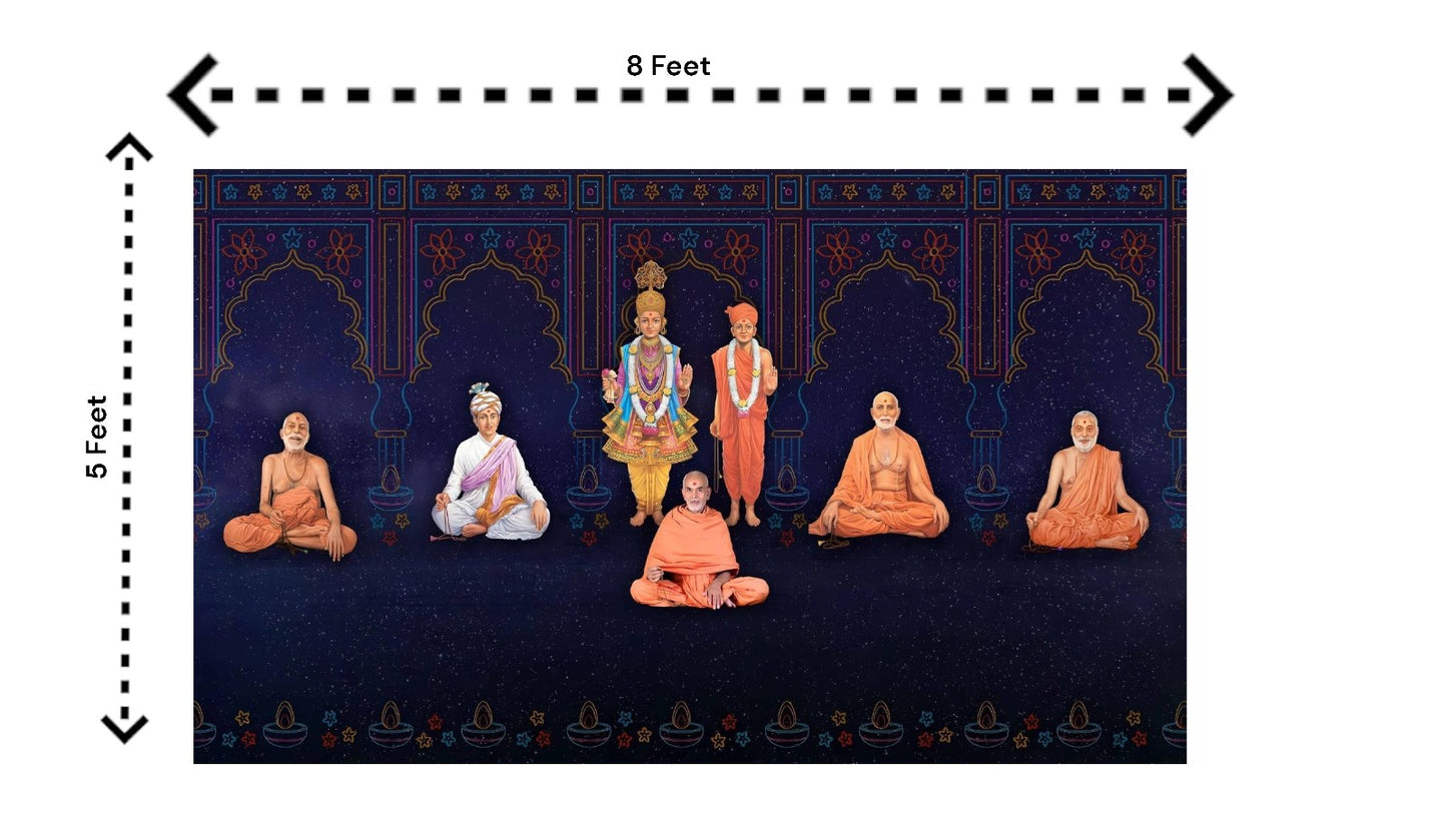 5x8 Feet BAPS Sanstha Swaminarayan Bhagwan Design Fabric Backdrop Banner for Pooja Decoration  (1172)