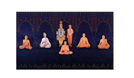 5x8 Feet BAPS Sanstha Swaminarayan Bhagwan Design Fabric Backdrop Banner for Pooja Decoration (1172)