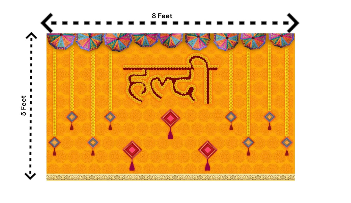 5x8 Feet Fabric Reusable Haldi Ceremony Backdrop Banner (1293)