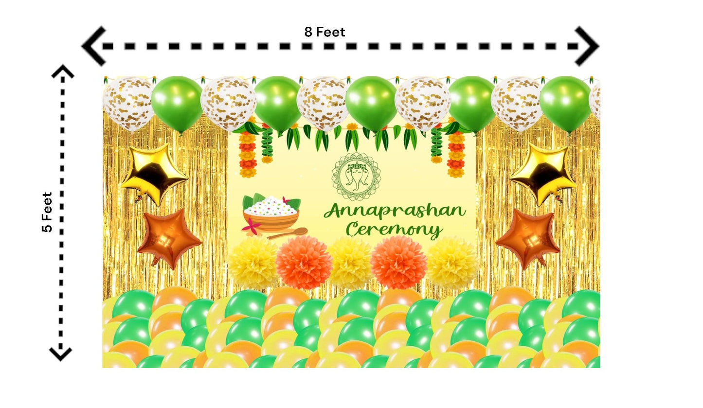 5x8 Feet Fabric Reusable Annaprashan Ceremony Backdrop Banner