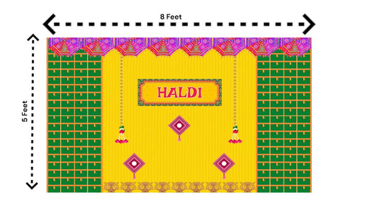 5x8 Feet Fabric Reusable Haldi Ceremony Backdrop Banner (1335)