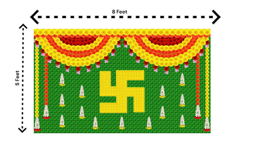 5x8 Feet Fabric Reusable Swastik Symbol Backdrop Banner Decorations for Wedding, Housewarming, any Auspicious Occasions or pooja