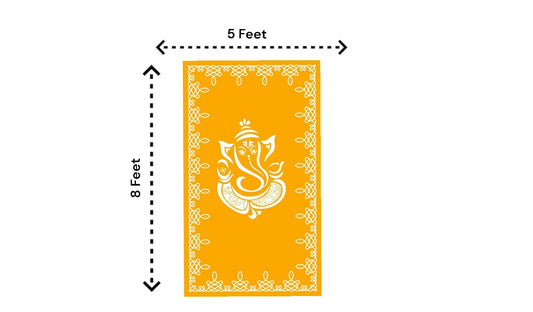 8x5 Feet Fabric Reusable Lord Ganesha Backdrop Banner for Wedding, Housewarming, Any ausipious occaions or pooja (AS1098)