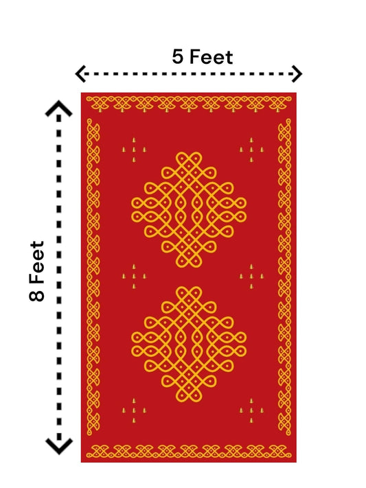 8x5 Feet Fabric Reusable Muggu or Kolam Backdrop Banner for Wedding, Seemantham Ceremony,Housewarming, any Auspicious occasions or pooja (AS1114)