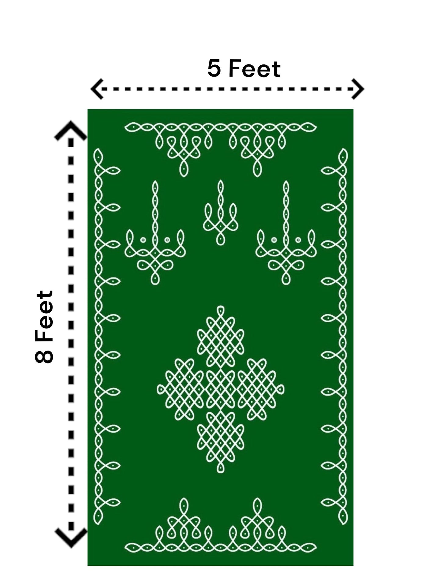 8x5 Feet Fabric Reusable Muggu or Kolam Backdrop Banner for Wedding, Housewarming, any Auspicious occasions or pooja (AS1129)