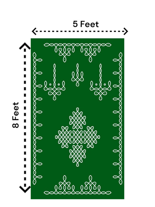 8x5 Feet Fabric Reusable Muggu or Kolam Backdrop Banner for Wedding, Housewarming, any Auspicious occasions or pooja (AS1129)