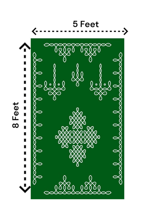 8x5 Feet Fabric Reusable Muggu or Kolam Backdrop Banner for Wedding, Housewarming, any Auspicious occasions or pooja (AS1129)