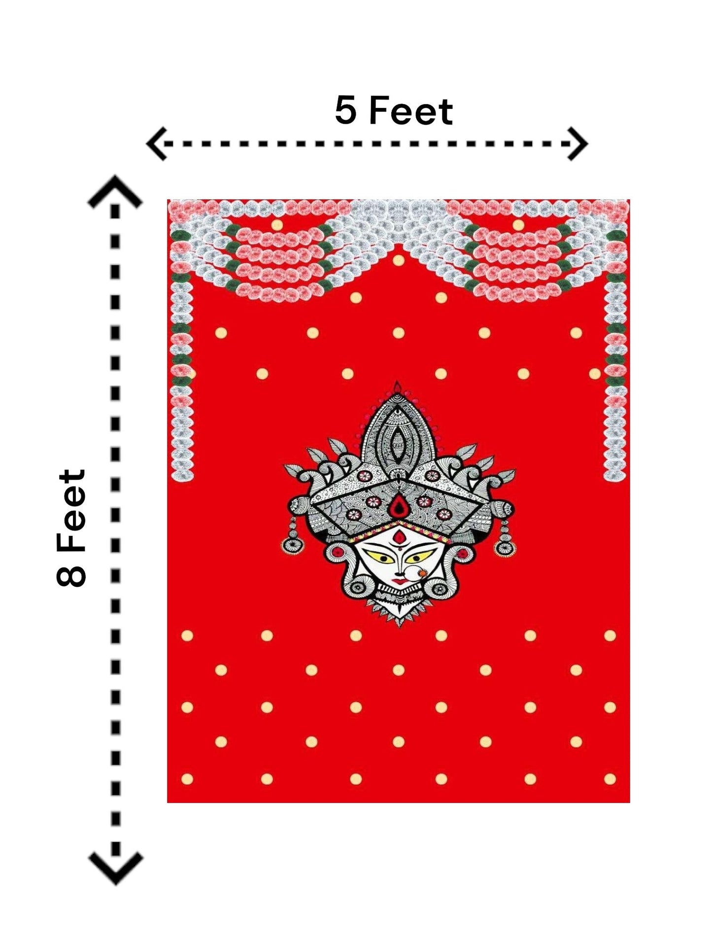 8x5 Feet Durga Fabric Reusable Backdrop Banner for Durga Pooja/Navratri