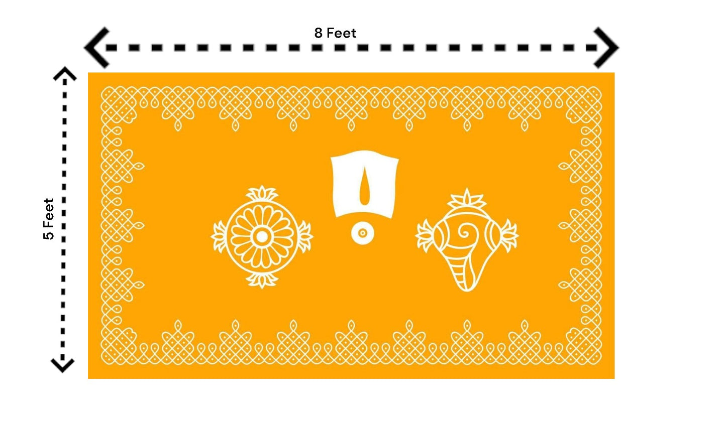 5x8 Feet Fabric Reusable Lord Venkateswara or Balaji Namam Backdrop Banner for South Indian Occasions like South indian Wedding, Pooja (AS1409)