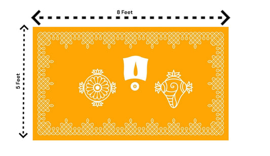 5x8 Feet Fabric Reusable Lord Venkateswara or Balaji Namam Backdrop Banner for South Indian Occasions like South indian Wedding, Pooja (AS1409)