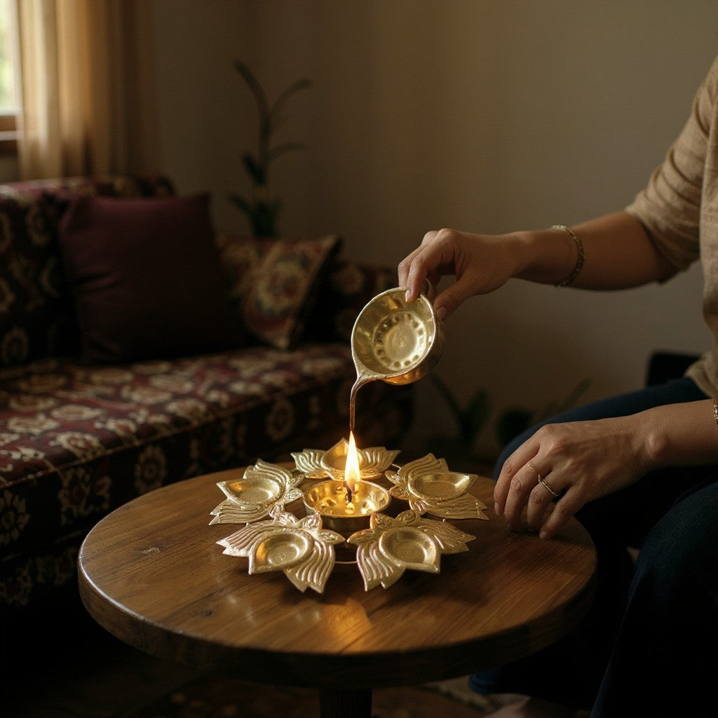 Small Lotus Urli with Tissue Bags Combo - Return Gifts for Housewarming, Diwali or Puja
